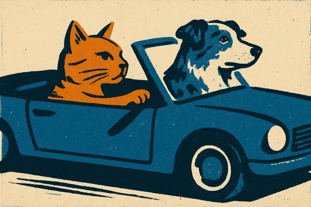 Linocut graphic print aesthetic; carving-like bold contours and flat color planes with crisp positive/negative shapes; relief-print rendering with slight misregistration and visible carving marks; limited duotone palette with a single accent and bold complementary contrast; lighting mood: hard studio key light producing stark silhouettes and crisp cast shadows; matte paper grain surface with tactile cut edges; strong graphic balance with rhythmic negative space; printmaking influence
Model: openai:gpt-image-1