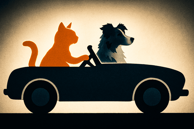 Shadow-theatre inspired high-contrast silhouette aesthetic; crisp vector-cut edges with layered negative space; monochrome palette with a single warm accent; dramatic strong backlighting creating bold rim glow and pure shadows; matte paper grain surface; sparse, centered composition emphasizing shape and rhythm
Model: openai:gpt-image-1
