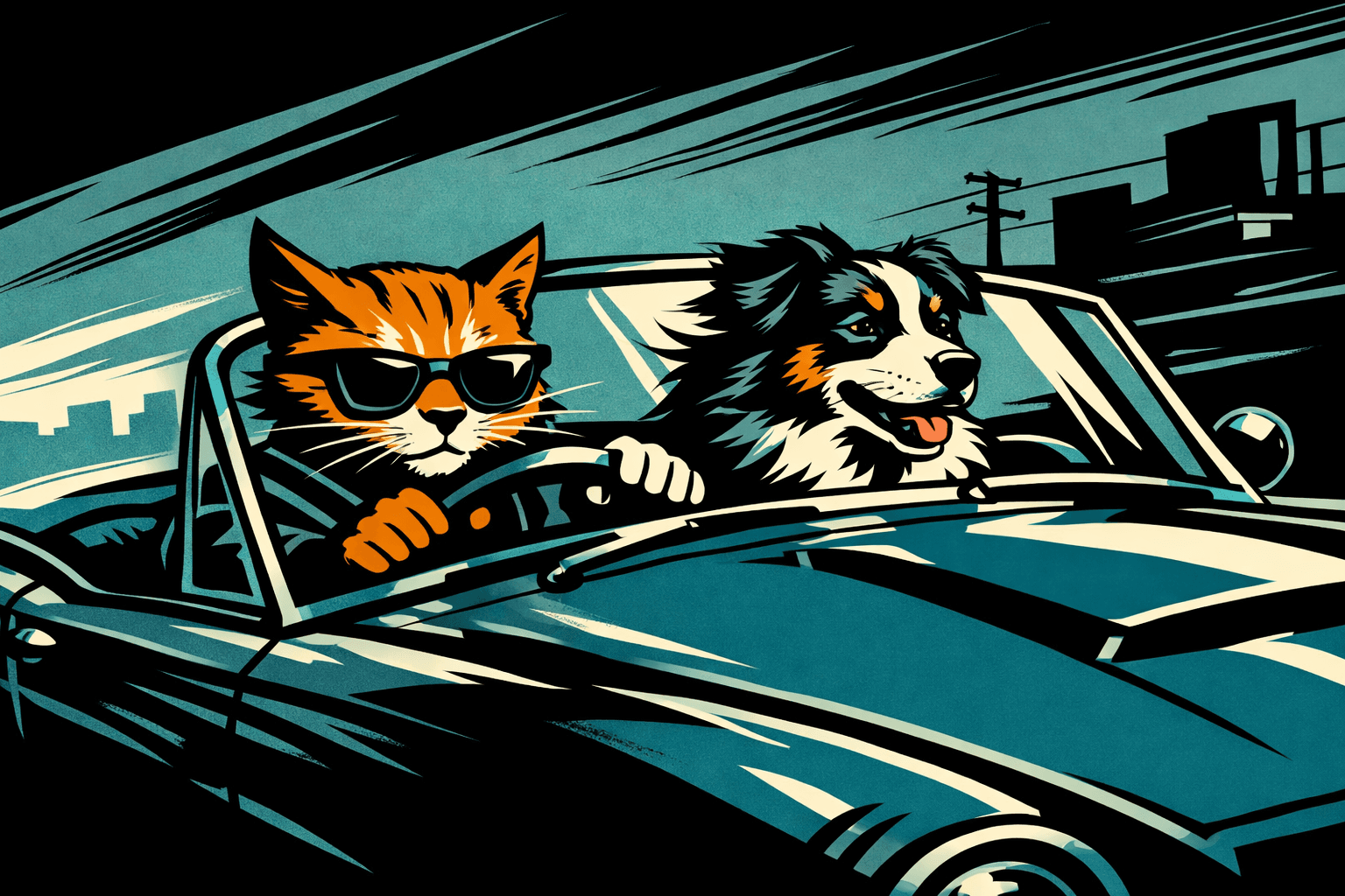 Bold graphic novel aesthetic; dramatic low-key lighting with stark chiaroscuro and deep, rich shadows; monochromatic palette with strong sepia or desaturated teal accents; sharp, clean linework and flat, impactful color blocking; strong directional light source creating long, exaggerated shadows; high contrast and simplified forms; dynamic, angled composition with a sense of tension; inspired by classic comic art and neo-noir cinematography
Model: openai:gpt-image-1.5