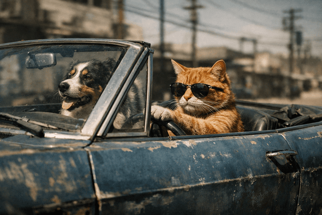 Gritty urban photorealistic aesthetic; harsh, direct midday sunlight creating deep, contrasting shadows; desaturated, earthy color palette with muted industrial tones and subtle metallic sheen; sharp focus with high textural detail and fine grain; shallow depth of field with bokeh; raw, unpolished mood; inspired by street photography and realist painting
Model: openai:gpt-image-1.5