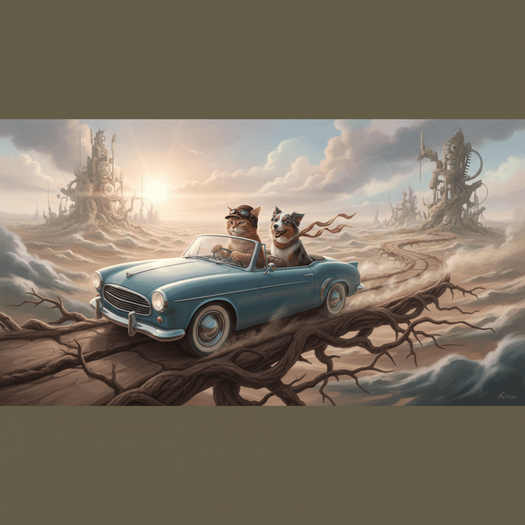 Matte painting aesthetic with surrealist composition; soft, diffused lighting with subtle glow effects; muted, earthy color palette with soft pastel accents; smooth, airbrushed textures and subtle gradient transitions; dreamlike atmosphere with soft focus and gentle lens flares; inspired by surrealist art and digital matte painting techniques
Model: gemini:gemini-2.5-flash-image