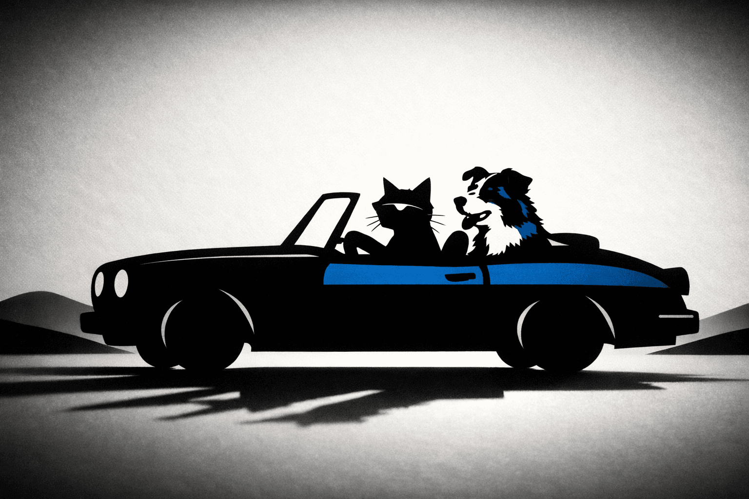 Art movement/medium: shadow puppet theatre aesthetic; Rendering technique: sharp, deep silhouettes with minimal internal detail and crisp, clean edges; Color palette scheme: stark monochromatic black and white with a single, subtle accent color; Lighting mood + source: strong, singular backlighting creating dramatic, elongated shadows; Texture/material/surface: smooth, flat, matte surface with a slight translucent quality; Compositional approach: minimalist, layered arrangements emphasizing negative space and dramatic depth through shadow play; inspired by traditional shadow puppetry and minimalist graphic art
Model: openai:gpt-image-1.5