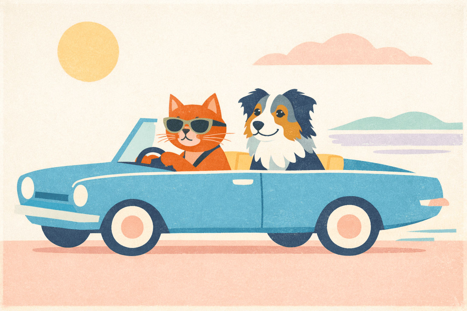 Flat modernist print aesthetic with matte gouache-like surfaces; soft high-key diffuse lighting; limited pastel-complementary palette with restrained contrast; crisp simplified silhouettes and clean negative space; subtle paper grain and delicate registration offsets; balanced, centered composition with calm visual rhythm; inspired by mid-century print design
Model: openai:gpt-image-1.5