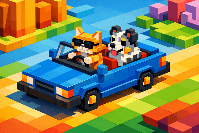 Art movement/medium: abstract geometric voxel art aesthetic; Rendering technique: precise, blocky forms with sharp edges and uniform color fills, emphasizing volumetric pixels; Color palette scheme: vibrant, complementary palette with high saturation and distinct color separation; Lighting mood + source: bright, overhead directional lighting creating hard-edged shadows and clear form definition; Texture/material/surface: smooth, untextured digital surface with a subtle, uniform sheen; Compositional approach: dynamic, grid-based isometric composition with emphasis on spatial relationships and balanced form arrangement
Model: openai:gpt-image-1.5