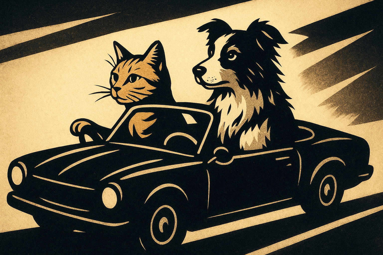 Shadow theatre aesthetic with stark silhouettes and intricate cut-out details; rendering technique: high-contrast graphic forms with crisp edges and minimal internal detail; color palette: limited chiaroscuro palette of deep charcoal and luminous ivory with subtle sepia washes; lighting mood+source: dramatic directional backlighting creating long, exaggerated shadows; texture/surface: matte, smooth surfaces with subtle paper-cut textures; compositional approach: dynamic, layered composition with a strong sense of depth and narrative storytelling; inspired by traditional shadow puppetry and modern graphic novel illustration
Model: openai:gpt-image-1-mini