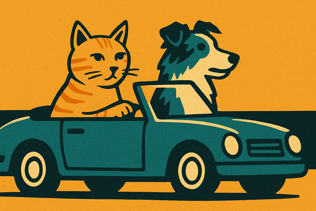 Linocut printmaking aesthetic with bold, graphic forms; high-contrast color blocking using a split-complementary palette of warm amber and cool teal; crisp, clean lines with minimal internal detail; flat, even lighting with subtle texture; smooth, matte surface with faint relief impressions; balanced, symmetrical composition with strong horizontal and vertical alignment
Model: openai:gpt-image-1