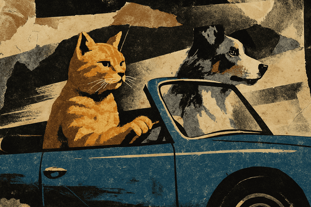 Mixed-media collage aesthetic with layered textures; high-contrast monochromatic palette of warm sepia and cool charcoal; torn paper edges and visible adhesive marks; dramatic chiaroscuro lighting with strong directional shadows; rough, tactile surfaces with subtle distressing; dynamic, asymmetrical composition with overlapping elements and a sense of movement; inspired by vintage poster art and contemporary graphic design
Model: openai:gpt-image-1