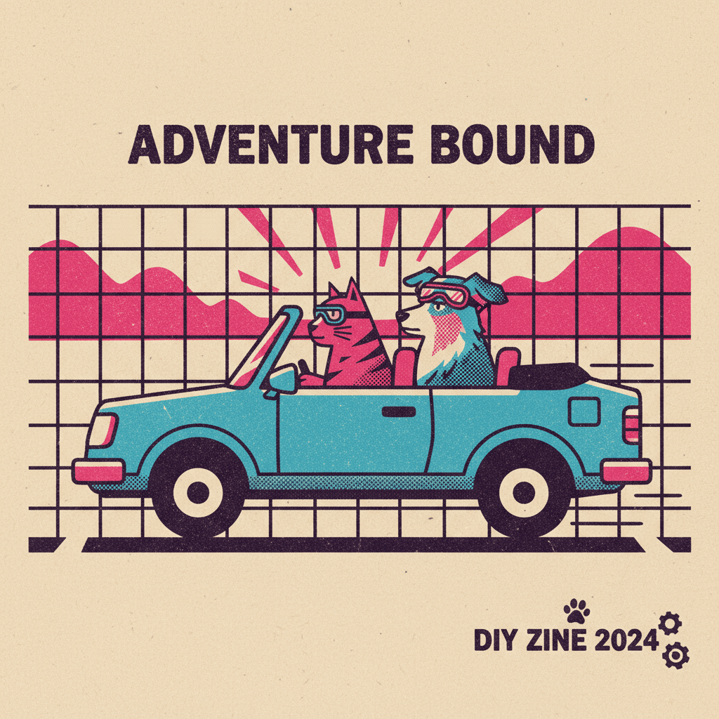 Risograph printmaking aesthetic with layered halftone textures; limited spot-color palette featuring bold magenta and cyan; flat, even lighting with minimal shading; rough, organic paper textures with visible ink bleed; high-contrast graphic forms with minimal detail; balanced, grid-based composition with a sense of handmade craft; inspired by indie zine culture and DIY printmaking techniques
Model: gemini:gemini-2.5-flash-image