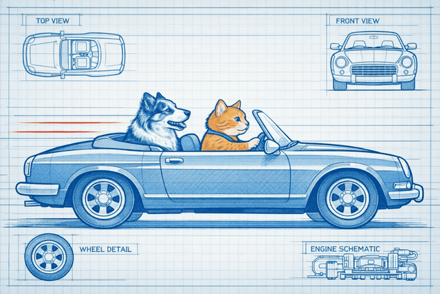 Art movement/medium: technical blueprint schematic aesthetic; Rendering technique: precise, clean lines with orthogonal projections and subtle cross-hatching for shading; Color palette scheme: monochromatic cool blue and white with minimal red accent lines for emphasis; Lighting mood + source: evenly diffused overhead light with no shadows, creating a flat, illustrative feel; Texture/material/surface: smooth, matte surface resembling drafting paper with faint grid lines; Compositional approach: clear, structured layout with a strong sense of order and detailed linear elements; inspired by architectural and engineering drawings
Model: openai:gpt-image-1.5
