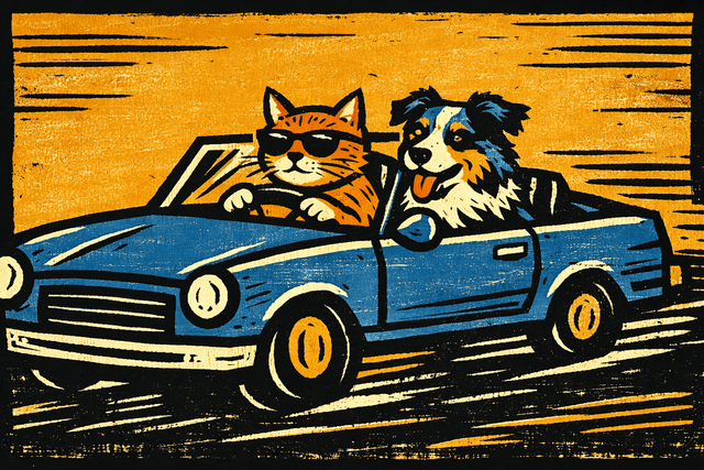 Linocut printmaking aesthetic with bold, carved lines; limited monochromatic palette with stark black and warm ochre; flat, even lighting with minimal shading; rough, organic textures with visible tool marks; high-contrast graphic forms with minimal detail; balanced, grid-based composition with a sense of handmade craft; inspired by German Expressionist printmaking and contemporary graphic illustration
Model: openai:gpt-image-1.5