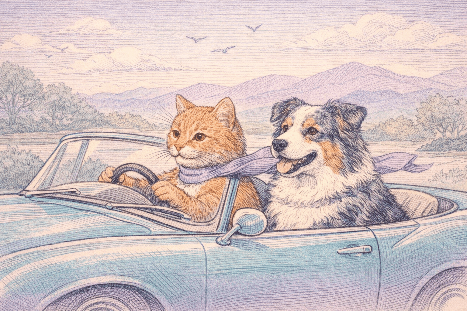 Delicate engraving aesthetic with soft pastel hues; muted analogous color palette with gentle lavender and mint accents; soft diffused ambient lighting creating a dreamy atmosphere; fine, intricate linework with subtle cross-hatching textures; flat, layered composition with a sense of depth and tranquility; inspired by classical engraving techniques and contemporary pastel illustration
Model: openai:gpt-image-1.5