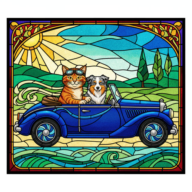 Stained glass mosaic aesthetic with leaded lines; vibrant jewel-toned palette with rich, deep colors; luminous backlighting creating glowing effects; textured glass surfaces and subtle imperfections; strong, graphic outlines and geometric segmentation; balanced, harmonious composition with intricate patterns; inspired by Art Nouveau and cathedral glass art
Model: gemini:gemini-2.5-flash-image