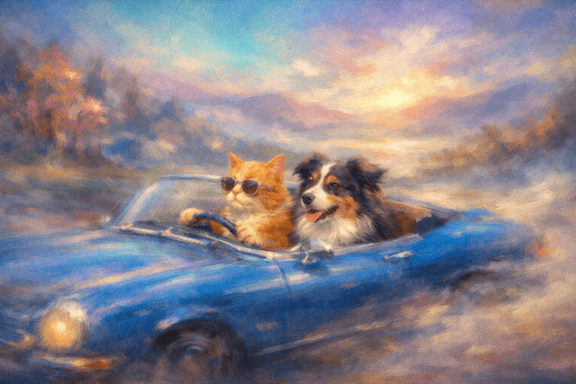 Surreal dreamscape impressionism; soft, diffused lighting with ethereal glow; vibrant, jewel-toned analogous color palette with subtle desaturated accents; blurred edges and painterly brushstrokes; atmospheric perspective with deep, hazy depth; subtle volumetric mist; dreamlike composition with gentle motion and diffused focus; inspired by romantic landscape painting and contemporary digital art
Model: openai:gpt-image-1.5