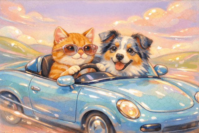 Art movement/medium: ceramic glaze painting aesthetic; Rendering technique: smooth, glossy surfaces with subtle imperfections and flowing, organic lines; Color palette scheme: whimsical analogous pastels with iridescent highlights; Lighting mood + source: soft, ambient light creating gentle reflections and a luminous glow; Texture/material/surface: polished, reflective ceramic surface with crackle glaze details; Compositional approach: playful, organic arrangements with a sense of fluid movement and balanced asymmetry; inspired by artisanal pottery and contemporary illustration
Model: openai:gpt-image-1.5