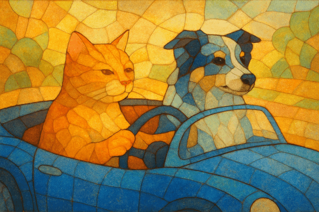 Art movement/medium: stained glass mosaic aesthetic; Rendering technique: fragmented color planes with soft-edged tessellation and subtle light diffusion; Color palette scheme: warm analogous palette with soft pastel accents and gentle tonal transitions; Lighting mood + source: soft dappled lighting creating gentle luminosity and subtle gradient shifts; Texture/material/surface: smooth, slightly textured glass surface with soft light refraction; Compositional approach: balanced, flowing composition with organic shapes and harmonious visual rhythm; inspired by Art Nouveau stained glass and abstract mosaic techniques
Model: openai:gpt-image-1