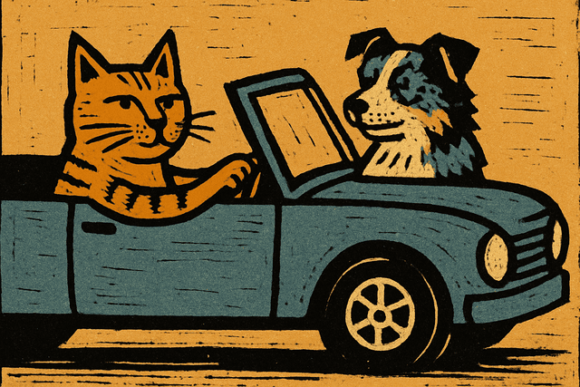 Linocut printmaking aesthetic with bold, carved lines; limited monochromatic palette with stark black and warm ochre; flat, even lighting with minimal shading; rough, organic textures with visible tool marks; high-contrast graphic forms with minimal detail; balanced, grid-based composition with a sense of handmade craft; inspired by German Expressionist printmaking and contemporary graphic illustration
Model: openai:gpt-image-1