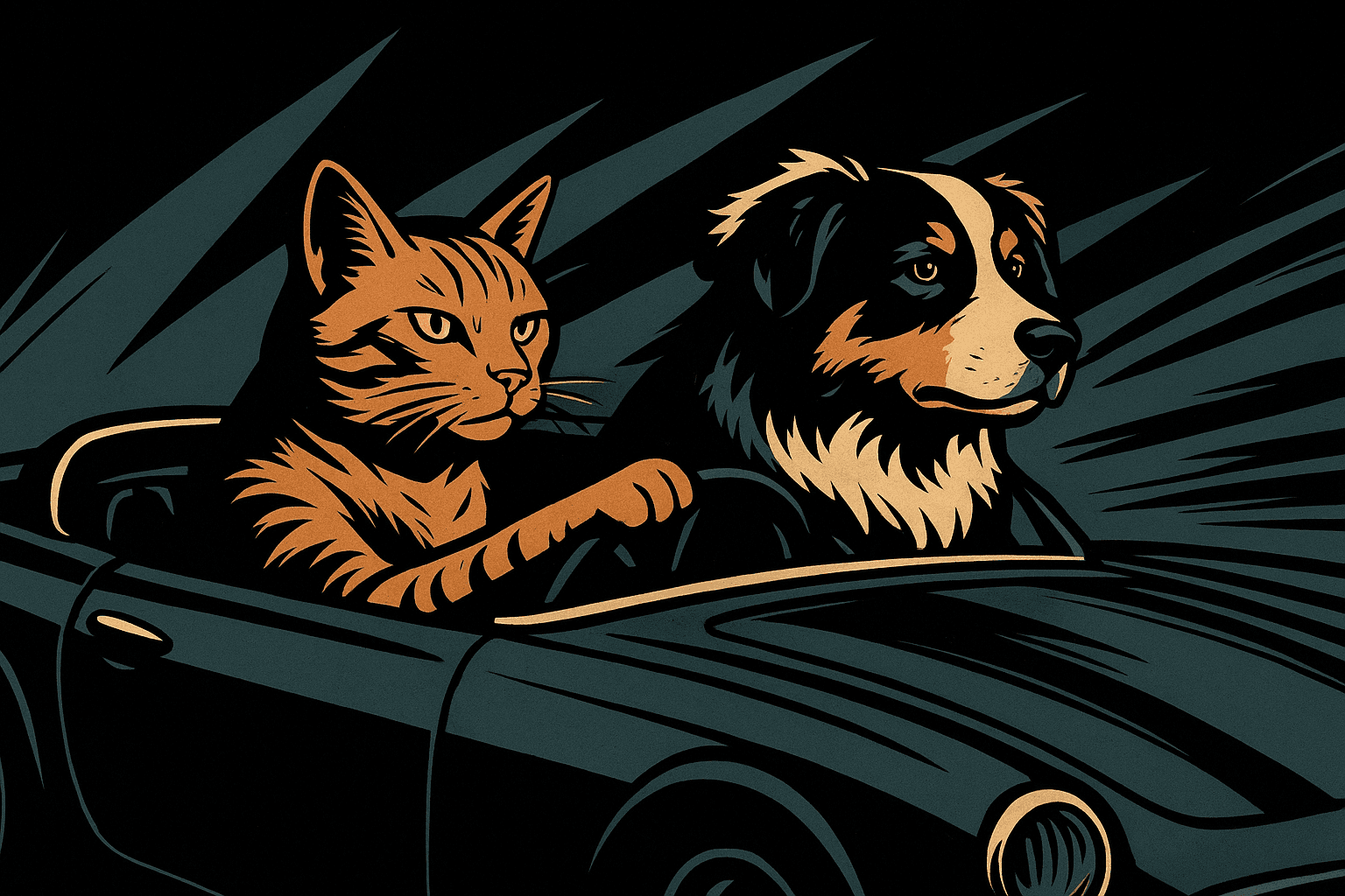 Bold graphic novel aesthetic; dramatic low-key lighting with stark chiaroscuro and deep, rich shadows; monochromatic palette with strong sepia or desaturated teal accents; sharp, clean linework and flat, impactful color blocking; strong directional light source creating long, exaggerated shadows; high contrast and simplified forms; dynamic, angled composition with a sense of tension; inspired by classic comic art and neo-noir cinematography
Model: openai:gpt-image-1-mini