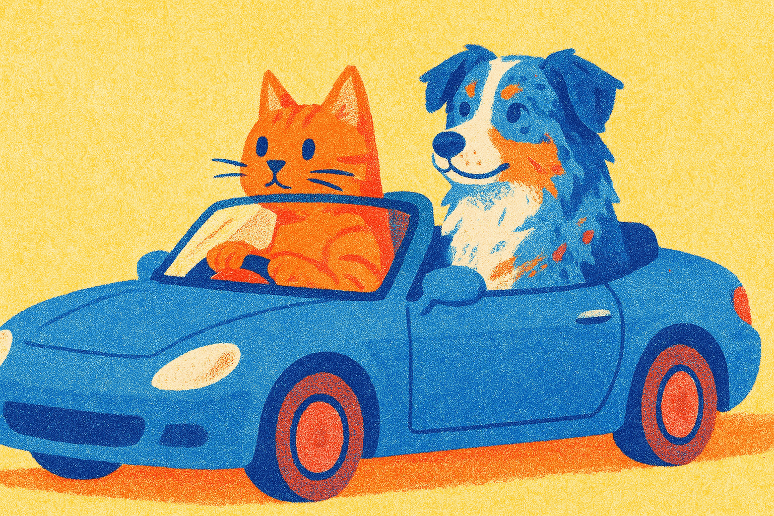 Art movement/medium: risograph zine aesthetic; Rendering technique: layered halftone patterns with slight misregistration and soft ink bleed; Color palette scheme: bright spot colors with duotone overlays; Lighting mood + source: flat, even lighting with minimal shadows; Texture/material/surface: matte, textured paper with subtle grain and soft edges; Compositional approach: playful, slightly off-kilter arrangements with a sense of movement and energy; inspired by indie zine culture and DIY printmaking
Model: openai:gpt-image-1-mini