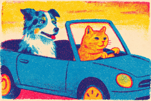 Risograph printmaking aesthetic with layered halftone textures; limited spot-color palette (vibrant cyan, magenta, and yellow); soft, diffused ambient lighting; rough, organic edges with visible ink bleed; flat, unmodulated color blocks; asymmetrical composition with zine-inspired DIY charm; inspired by indie print culture and underground comics
Model: openai:gpt-image-1